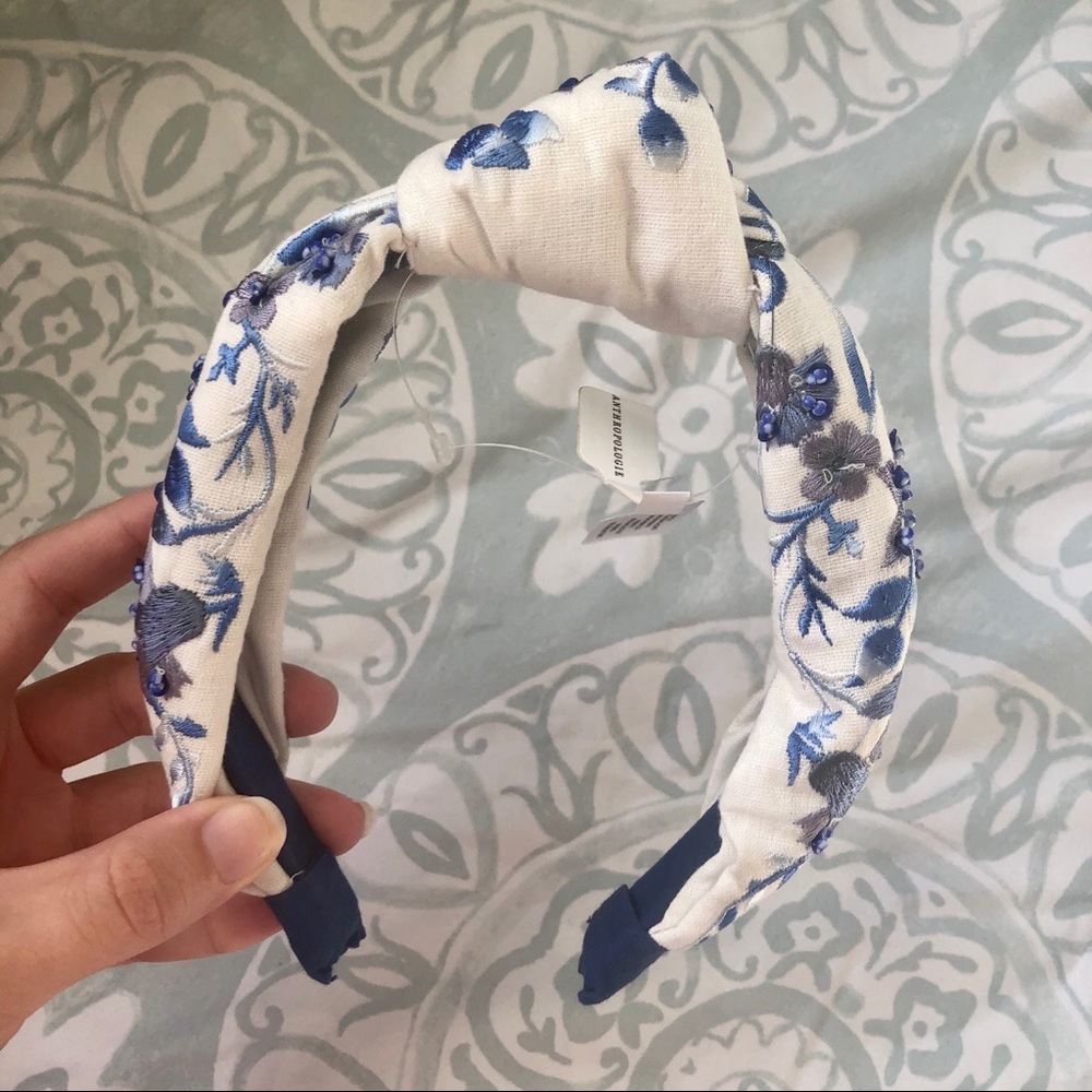 Anthropologie Knot Embroidery Beaded Headband